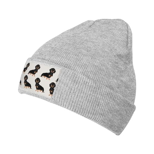 OPSREY Dackel Weiner Haustier Hunde gedruckt Warme Fleece Hut Neutral Strickmütze Winter Wollmütze Beanie von OPSREY