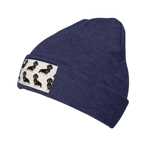 OPSREY Dackel Weiner Haustier Hunde gedruckt Warme Fleece Hut Neutral Strickmütze Winter Wollmütze Beanie von OPSREY