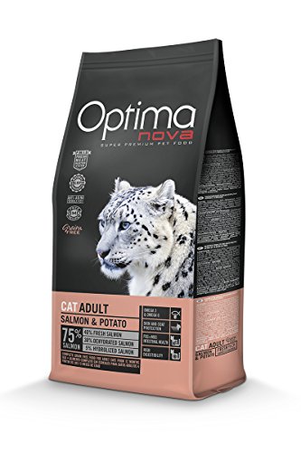 Optimanova Super Premium Katzenfutter Ausgewachsene - Trockenfutter Lachs und Kartoffel – 2 kg - hypoallergen - 40% Frischfleisch – Ohne Getreide - Erwachsene Katzen - Ab dem 12. Monat von OPTIMANOVA