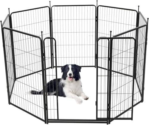 Hundelaufstall für den Innen-/Außenbereich, 8 Paneele 101x 68cm, Heavy-Duty Eisen Hundelaufstall, langlebig, rostbeständig Haustier Zaun mit Türen, niedrige Schwelle, Double Gravity Lock Hundelaufstall für den Innen-/Außenbereich, 8 Paneele 101x 68cm, Heavy-Duty Eisen Hundelaufstall, langlebig, rostbeständig Haustier Zaun mit Türen, niedrige Schwelle, Double Gravity Lock von OPULENTHOME