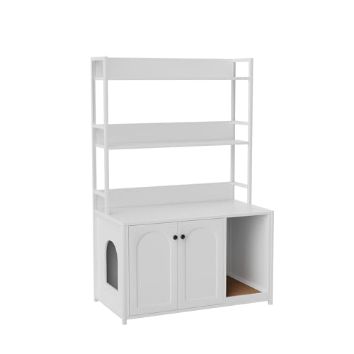 Katzenhaus, Katzenklo Schrank, Katzentoilette, Katzenhaus mit Doppeltüren & Eingang & offenem Regal, Katzenmöbel Beistelltisch für Katzen Katzenhaus, Katzenklo Schrank, Katzentoilette, Katzenhaus mit Doppeltüren & Eingang & offenem Regal, Katzenmöbel Beistelltisch für Katzen von OPULENTHOME