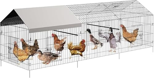 Metall Hühnerstall, 329 * 100 * 100cm Hühnerstall für Hof mit wasserdichter Abdeckung, Outdoor Portable Hühnerstall mit 4 Türen, 1 Fenster, Hühnerstall für Kleintiere Ente, Kaninchen, Huhn Metall Hühnerstall, 329 * 100 * 100cm Hühnerstall für Hof mit wasserdichter Abdeckung, Outdoor Portable Hühnerstall mit 4 Türen, 1 Fenster, Hühnerstall für Kleintiere Ente, Kaninchen, Huhn von OPULENTHOME