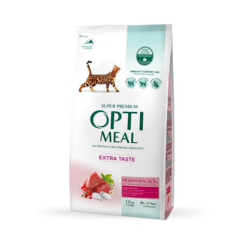 OPTIMEAL™. Complete Dry pet Food for Adult Cats high in Veal 1,5 kg von OPtimeal