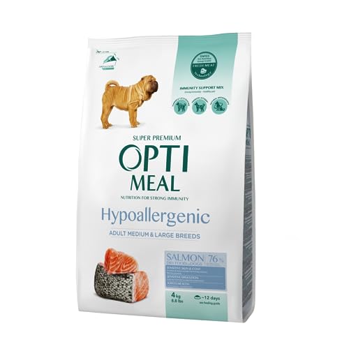 OPTIMEAL ™. Hypoallergenic Complete Dry pet Food for Adult Dogs of medium and Large Breeds – Salmon 4 kg von OPtimeal