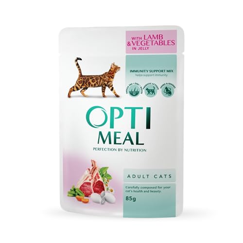 OPTIMEAL ™. Сomplete сanned pet Food for Adult Cats with Lamb and Veggies in Jelly, Box (12x0,085 kg) von OPtimeal