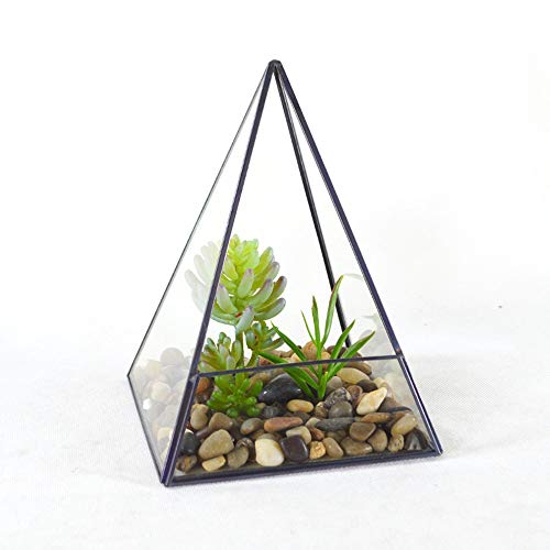 Pflanzenbehälter, langlebig, Pyramide, vertikales Metallglas, geometrisches Terrarium für Zuhause und Hochzeit, Innen- und Außendekoration (Farbe: transparent, Größe: 14 x 14 x 18, von OQHAIR