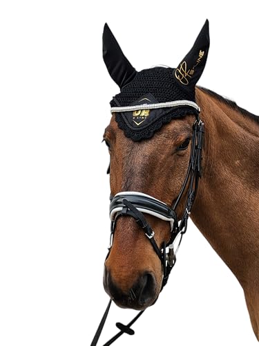 Pferde S2 Turnier-Fliegenhaube Fliegenohren Warmblut/Full (Blaugrau) von OR S-Line