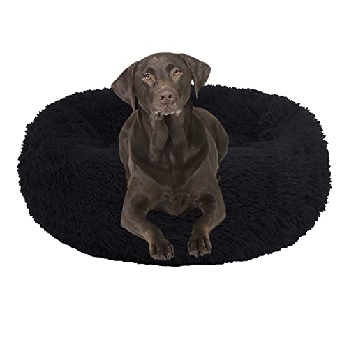 Beruhigendes Hunde- und Katzenbett, Anti-Angst, Donut-Hundebett, Katzenbett, runde Hundeboxen-Matratze, Plüsch-Hundekissen, Matte, Haustierbett für extra große, mittelgroße oder kleine Hunde, Katzen, 160 cm, Schwarz Beruhigendes Hunde- und Katzenbett, Anti-Angst, Donut-Hundebett, Katzenbett, runde Hundeboxen-Matratze, Plüsch-Hundekissen, Matte, Haustierbett für extra große, mittelgroße oder kleine Hunde, Katzen, 160 cm, Schwarz von OREAMY