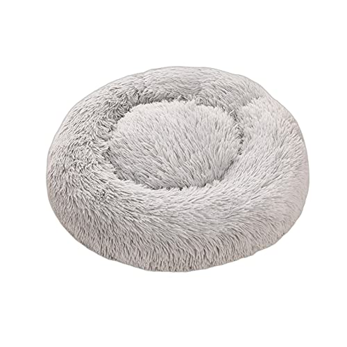 Beruhigendes Hundebett aus Plüsch, Donut-Haustierbett für kleine, mittelgroße und große Hunde, Katzenbett, flauschiges Welpenkissen, Matte für warmes Schlafen, rutschfestes, rundes Hundebett, 80 cm, Hellgrau Beruhigendes Hundebett aus Plüsch, Donut-Haustierbett für kleine, mittelgroße und große Hunde, Katzenbett, flauschiges Welpenkissen, Matte für warmes Schlafen, rutschfestes, rundes Hundebett, 80 cm, Hellgrau von OREAMY