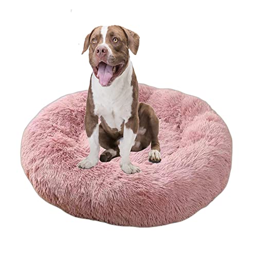 Donut Haustierbett für große und mittelgroße Hunde, 70 90 120 140 160 cm, flauschige, beruhigende Katzenbett-Matratze, weiches, rundes Haustiernest, Anti-Angstlinderung, rutschfeste Unterseite, von OREAMY