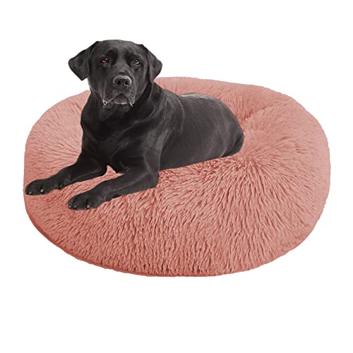 Rundes Haustierbett, beruhigendes Hunde- und Katzenbett, großes Hundebett, waschbar, Donut-Hundebett, mittelgroß, klein, waschbar, Welpen, Kuschelbett, Kätzchenbett, Hundebett für Hundehütte, 100 cm, Rosa Rundes Haustierbett, beruhigendes Hunde- und Katzenbett, großes Hundebett, waschbar, Donut-Hundebett, mittelgroß, klein, waschbar, Welpen, Kuschelbett, Kätzchenbett, Hundebett für Hundehütte, 100 cm, Rosa von OREAMY