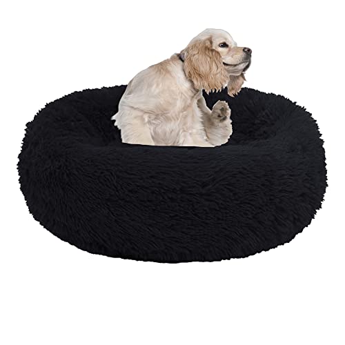 Rundes beruhigendes Hundebett, Katzenbett, Matratze, Welpen, Kätzchen, Kuschelbett, extra großes Hundekissen, Sofa, warmes Plüsch-Haustierbett, Haustiernest mit rutschfester Unterseite, 160 cm, Schwarz Rundes beruhigendes Hundebett, Katzenbett, Matratze, Welpen, Kätzchen, Kuschelbett, extra großes Hundekissen, Sofa, warmes Plüsch-Haustierbett, Haustiernest mit rutschfester Unterseite, 160 cm, Schwarz von OREAMY
