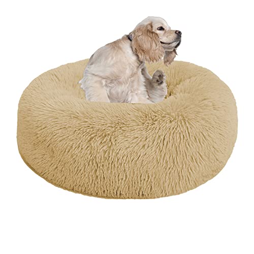 Rundes beruhigendes Hundebett, Katzenbett, Matratze, Welpen, Kätzchen, Kuschelbett, extra großes Hundekissen, Sofa, warmes Plüsch-Haustierbett, Haustiernest mit rutschfester Unterseite, 160 cm, von OREAMY