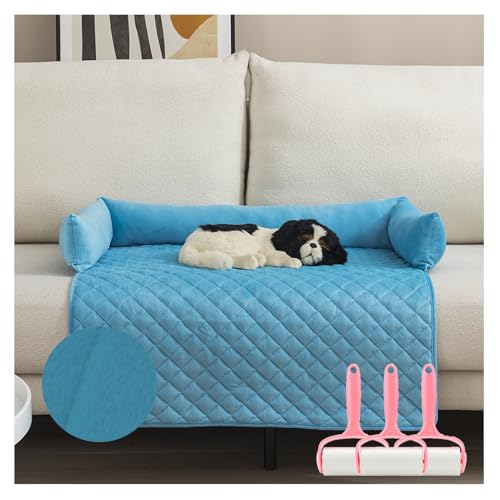 OREZAUQS Hundebett Plüsch, Hundedecke Sofa, Sofaschutz Hund, Waschbar rutschfest Hundebetten, Hundekissen, Hundesofa Noppenschaumstoff (90 * 90cm,Blau) von OREZAUQS