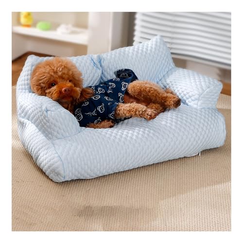 OREZAUQS Hundesofa für Mittlere Hunde Erhöhtes Hundesofabett, mit Rutschfester Unterseite, Atmungsaktives Hundeliege mit Abnehmbarem, waschbarem Bezug (Blue,XXL) von OREZAUQS