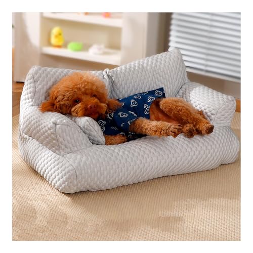 OREZAUQS Hundesofa für Mittlere Hunde Erhöhtes Hundesofabett, mit Rutschfester Unterseite, Atmungsaktives Hundeliege mit Abnehmbarem, waschbarem Bezug (Grey,XXL) von OREZAUQS