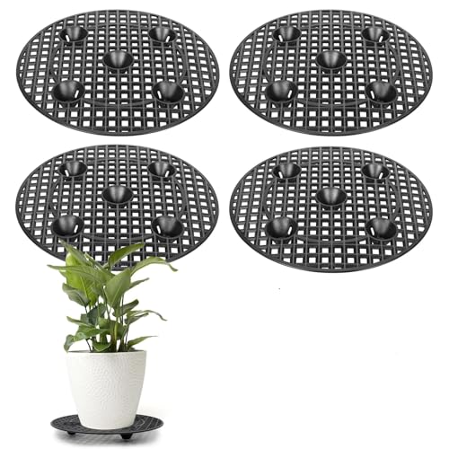 ORFCP 4 Stück Topfpflanzenständer Blumentopf Untersetzer Drainage Mesh, Pflanzenständer, Drainagegitter, Kunststoff Blumentopfe Mesh Pads Gittermatte Rund für Lnnen-Balkon Outdoor Garten, 30cm von ORFCP