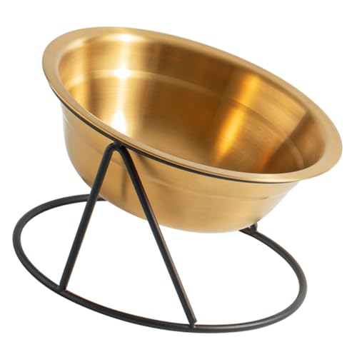 ORFOFE Katzenfutternapf Mit Hohem Boden Fressnapf Für Haustiere Edelstahl Goldenes Erhöhtes Design Futterhalter Für Haustiere Wasserzufuhr Für Einfachen Zugriff von ORFOFE