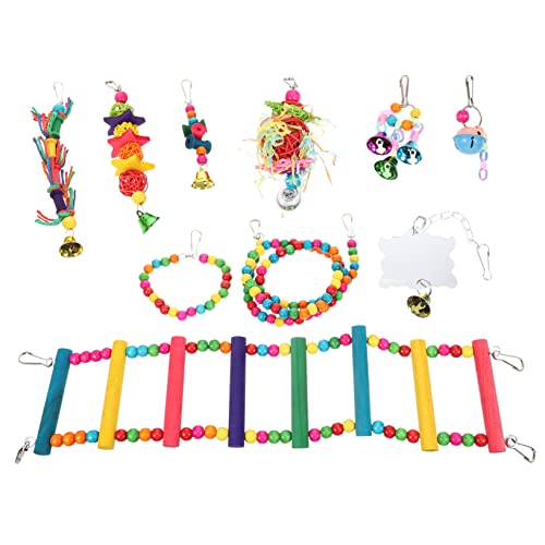 ORFOFE 10-stück Papagei Spielzeug Set Holz Leiter Beißen Spielzeug Für Vogel Käfig Papagei Klettern Spielzeug Robust von ORFOFE