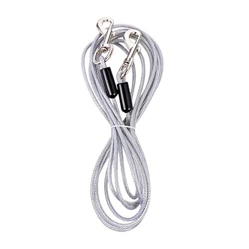 ORFOFE Hund Doppel 5mm Stahldraht 3m Verlängert Haustier Kette Hund Leine Kit Silber ORFOFE Hund Doppel 5mm Stahldraht 3m Verlängert Haustier Kette Hund Leine Kit Silber von ORFOFE