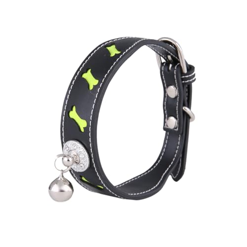 ORFOFE Verstellbares Hundehalsband aus PU-Leder für Haustiere Katzenhalsband reflektierende Glocke und stilvoll bequemes Tragen für Lange Zeiträume von ORFOFE