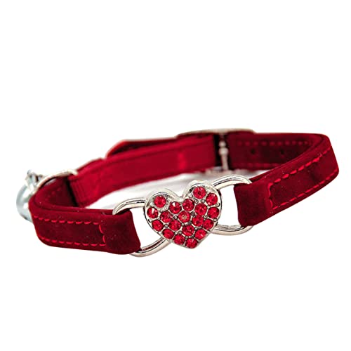 ORFOFE Verstellbares Katzenhalsband in Herzform Mit Strasssteinen Und Glöckchen – Rotes Haustierzubehör ORFOFE Verstellbares Katzenhalsband in Herzform Mit Strasssteinen Und Glöckchen – Rotes Haustierzubehör von ORFOFE