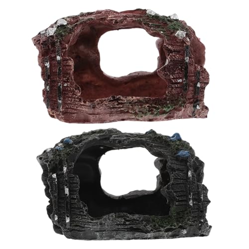 ORFOFE 2 Stück Aquarium Deko Resin Gebrochene Tonne Höhle Versteck für Betta Fisch und Kleine Aquarien Langlebig Pflegeleicht Natürliches Fischversteck Zubehör von ORFOFE