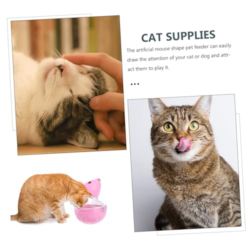 ORFOFE 2 Stück Automatischer Katzenfutterspender Mausform Snackspender Interaktives Katzenspielzeug aus Kunststoff mit Auslaufsicherem Design Weiß und Rot für Drinnen und Training von ORFOFE