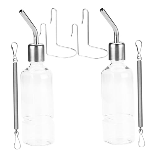 ORFOFE 2 Stück Hängender Hamster Trinkflasche Auslaufsicher Wasserspender mit Edelstahl Kugelventil für Meerschweinchen Kaninchen und Kleine Nager Terrarium Zubehör von ORFOFE