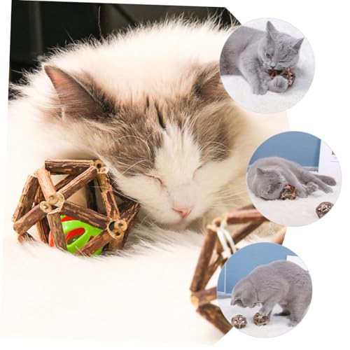 ORFOFE 2 Stück Mittelgroße Katzenminze Kau spielbälle für Katzen Natürliche Kauspielzeuge zur Zahnreinigung Strapazierfähige Katzenspielzeuge für Beschäftigung und Wohlbefinden von ORFOFE