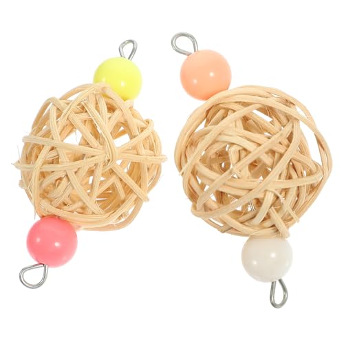 ORFOFE 2stücke Vogelspielzeug Für Papageien Rattan-kauspielzeug Für Nymphensittiche Und Wellensittiche Hängendes Spielzeug Für Zahme Vögel Aktivität Und des Spielverhaltens von ORFOFE