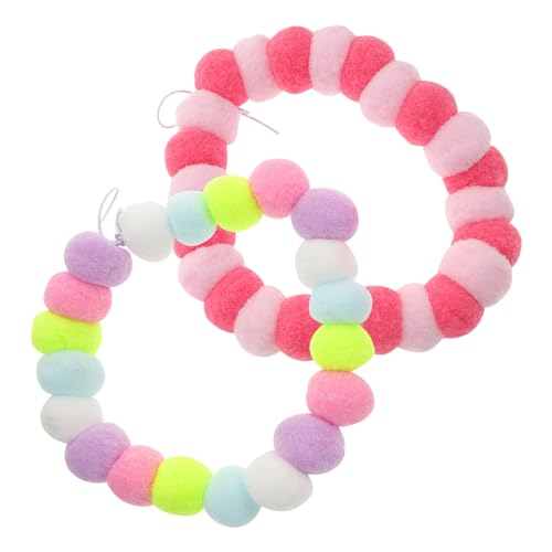ORFOFE 2 Stück Teiliges Hundehalsband mit Weichem Plüsch Bunte Welpen mit Flauschigen Bällen Verstellbar Bequemes Katzen Hundezubehör für Kleine Haustiere für Geburtstage Zufällige Farbe von ORFOFE