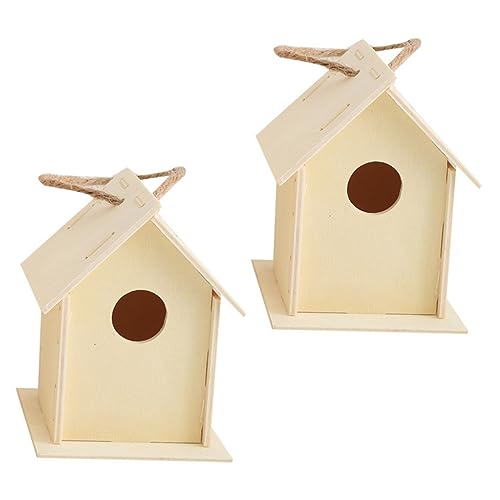 ORFOFE 2 Stück Unbehandeltes Holz Vogelhaus DIY Nistkasten Bausatz Holzspielzeug Hängend Naturmaterial für Garten und Vogelbeobachtung von ORFOFE