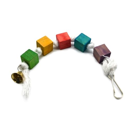 ORFOFE 2stücke Holzspielzeug Für Papageien Bunte Kaublock-spielzeuge Mit Glocken Für Vögel Für Wellensittiche Und Nymphensittiche Fördert Spiel Und Bewegung von ORFOFE
