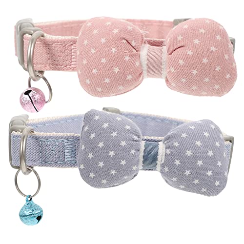 ORFOFE 2 stücke Plaid Katze Marke Glocke Bowknot Kragen für Katzen Haustier Kragen Glocken Ornament Sicher Material Einstellbare Größe M von ORFOFE
