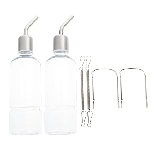 ORFOFE 2pcs Externe Meerwasserflasche Katze Wasserspender Kaninchen Wasserflasche Wasserspender für Hunde Meerschweinchen Glas Wasserflasche Meerschweinchen Zubehör Papagei Tropfwasser von ORFOFE