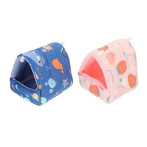 ORFOFE 2stücke Hamster Nest Warmes Winddichtes Schlafhaus Für Kleine Tiere Für Hamster Meerschweinchen Und Ähnliche Haustiere Erdbeermuster Und Maritimem Design von ORFOFE