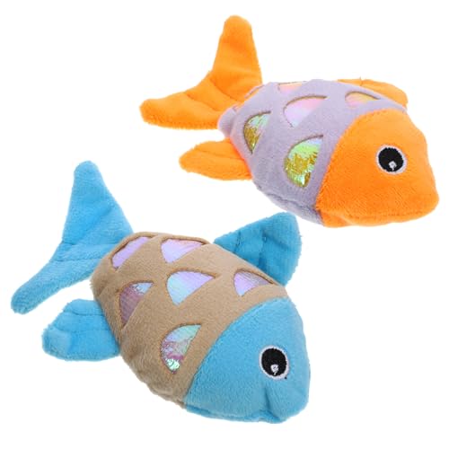ORFOFE 2stücke Katzenminze Kratzspielzeug Lustige Fische Mit Quietschgeräusch Für Kätzchen Interaktive Kauspielzeuge Zur Zahnreinigung Und Unterhaltung Von Katzen von ORFOFE