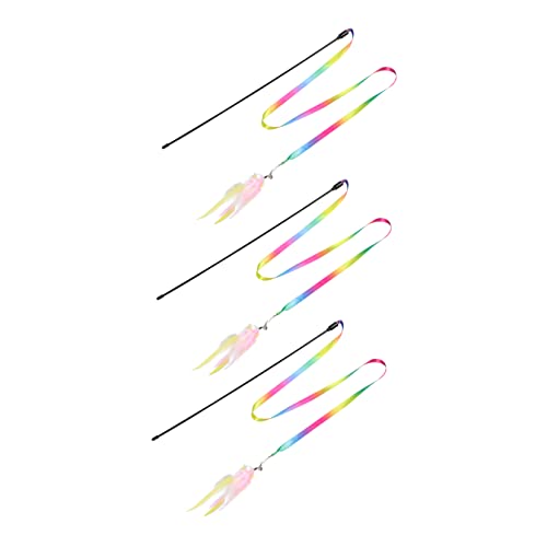 ORFOFE 3stücke Katzenangel Mit Bunten Satinband Und Federn Interaktive Katzenspielzeuge Für Spaß Und Lange Teaser Sticks Für Katzen ORFOFE 3stücke Katzenangel Mit Bunten Satinband Und Federn Interaktive Katzenspielzeuge Für Spaß Und Lange Teaser Sticks Für Katzen von ORFOFE