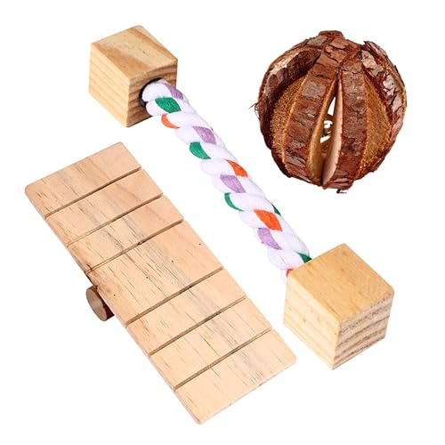 ORFOFE 3stücke Teiliges Holzspielzeug Für Kleintiere Molar-Spielzeug Für Hamster Meerschweinchen Eichhörnchen Hochwertige Langlebige Beschäftigung Für Haustiere Für Nager Und von ORFOFE