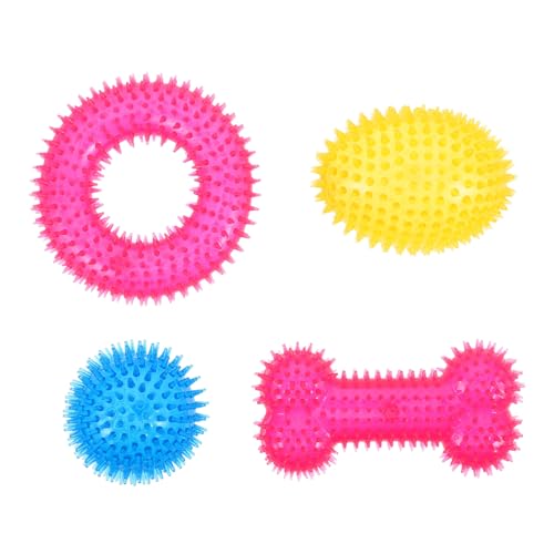 ORFOFE 4 Stück Teiliges Elastische Spitze Hundespielzeuge mit Quietscher Strapazierfähige Kauspielzeuge für Welpen und Mittelgroße bis Große Hunde Zahnfreundliche Bälle für Training und ORFOFE 4 Stück Teiliges Elastische Spitze Hundespielzeuge mit Quietscher Strapazierfähige Kauspielzeuge für Welpen und Mittelgroße bis Große Hunde Zahnfreundliche Bälle für Training und von ORFOFE