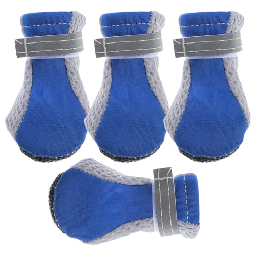 ORFOFE 4 Stück Teiliges Kleine Atmungsaktive Hundeschuhe mit Rutschfester Sohle Bequeme Haustiersocken für Drinnen und Draußen Schützende Pfotenschuhe für Kleine Hunde und Welpen von ORFOFE