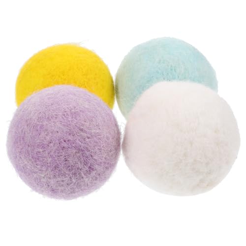 ORFOFE 4 Stück Teiliges Wollfilz Hundespielzeug Interaktiver Kauspielzeug Ball für Kleine und Mittelgroße Hunde Leises Glockenspiel Fördert Bewegung und Bindung Geeignet für Indoor und von ORFOFE