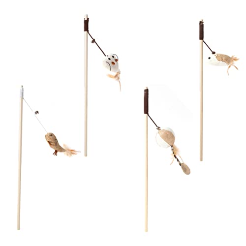 ORFOFE 4stücke Katzenangel Mit Holzgriff Und Plüschanhängern Interaktives Katzenspielzeug Mit Glöckchen Für Gesunde Und Spielstunden Für Katzenliebhaber Und Ihre Haustiere ORFOFE 4stücke Katzenangel Mit Holzgriff Und Plüschanhängern Interaktives Katzenspielzeug Mit Glöckchen Für Gesunde Und Spielstunden Für Katzenliebhaber Und Ihre Haustiere von ORFOFE