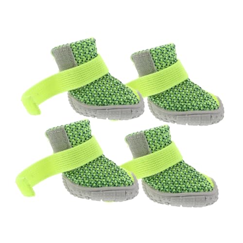 ORFOFE 4 Stück rutschfeste Welpenschuhe für Kleine Hunde Atmungsaktive Sportschuhe mit Bequemem Sohlenprofil Wetterfeste Hundeschuhe für Sicheren Outdoor Schutz und Modisches Design von ORFOFE