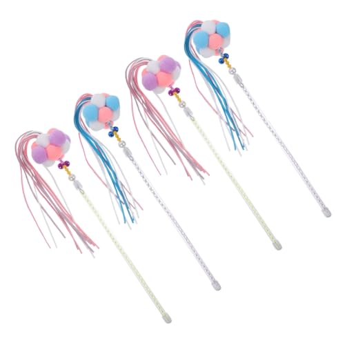 ORFOFE 4stücke Katzenspielzeug Interaktiver Teaser Für Katzen Katze Stäbchen Teaser Katze Spielzeug Flauschiges Design Robustes Material Katzenspielzeug von ORFOFE
