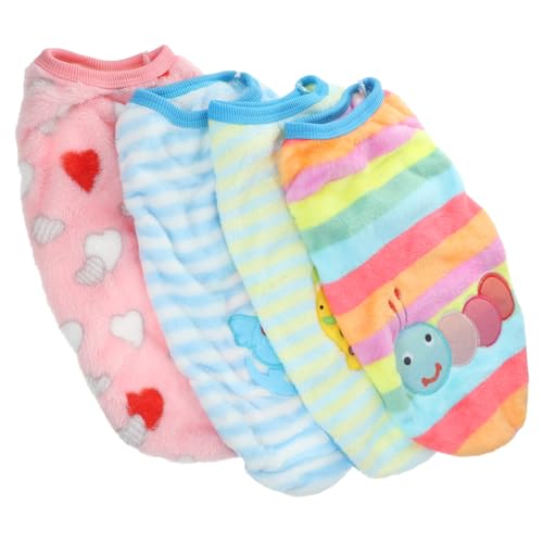 ORFOFE 4stücke Teiliges Für Kleine Hunde Cartoon-Winterweste Aus Flanell Bequeme Und Warme Hundekleidung Für Kalte Tage Für Haustiere Einfach Anzuziehen Niedliches Design von ORFOFE