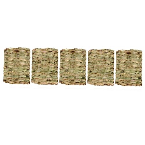 ORFOFE 5 Stück Bettwäsche Kleine Tierbett Grasmatten Für Kleine Tiere Hasen Grasmatte Kaninchen Nest Spielzeug Gewebte Bettmatte Für Kaninchen Hasen Kauspielzeug Hasen Kaumatte von ORFOFE