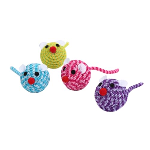 ORFOFE 5 Stück Teiliges Katzenspielzeug Mäusekopf mit Elastischem Band Bunte Interaktive Spielmäuse für Katzen Leichtes und Langlebiges Katzenspielzeug für Kätzchen und Zufällige Farbe von ORFOFE