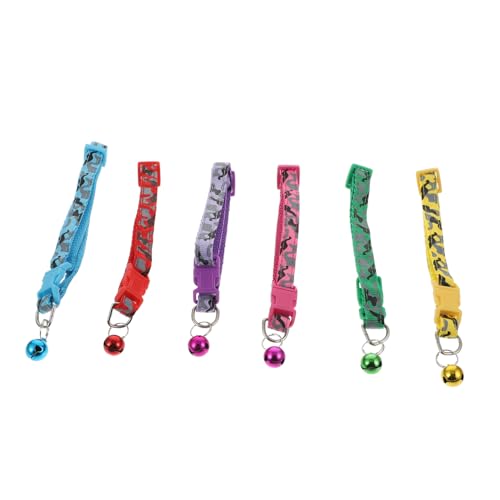 ORFOFE 6 Stück Teiliges Nylon hundehalsband mit Glocke Verstellbar Atmungsaktiv Sicherheitsverschluss Buntes Camouflage Design Geeignet für Katzen Kätzchen und Kleine Hunde Komfortabel von ORFOFE